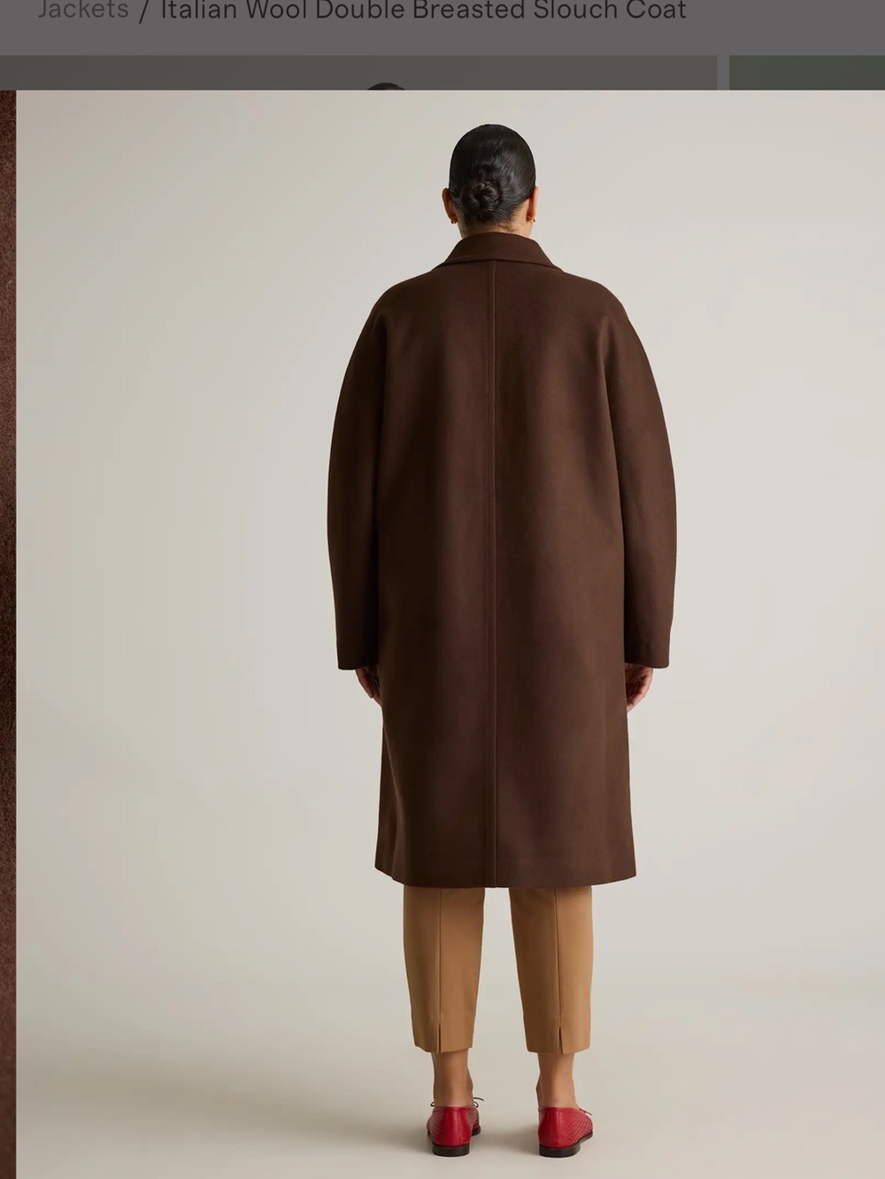 NWT Quince Italian Wool, Double-Breasted Slouch Coat, XS, Dark Brown - Picture 10 of 12